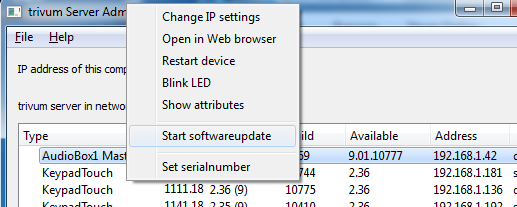 Screenshot Start Softwareupdate