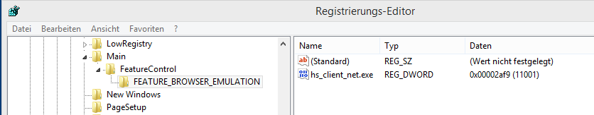 Registrierungswert eingeben